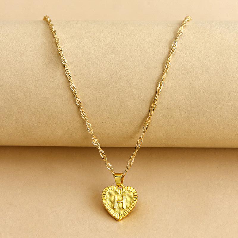 Initial Letter Heart Pendant Necklace