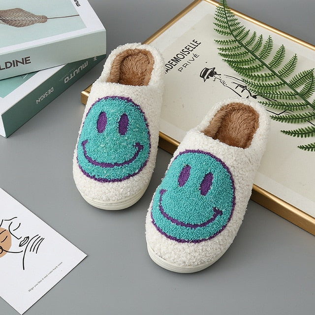 Cute Smile Pattern Fluffy Slippers