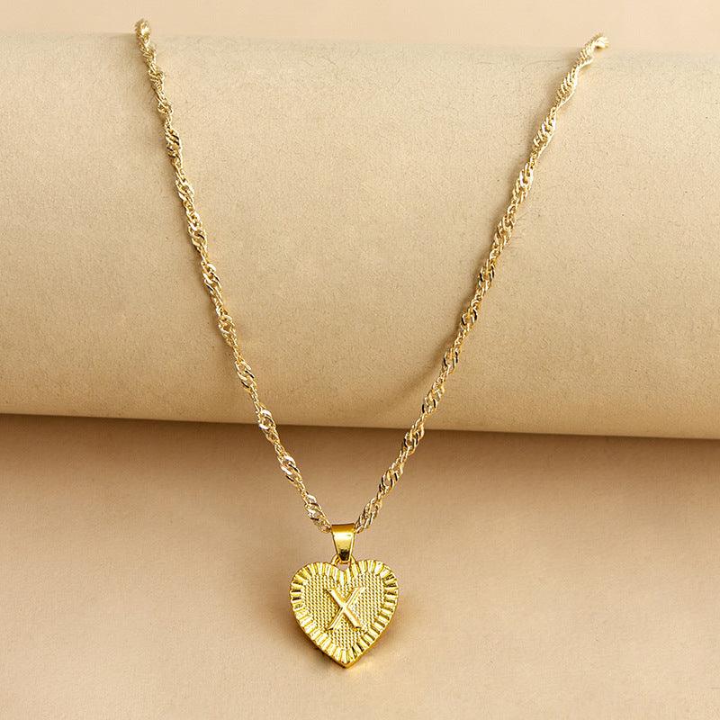 Initial Letter Heart Pendant Necklace